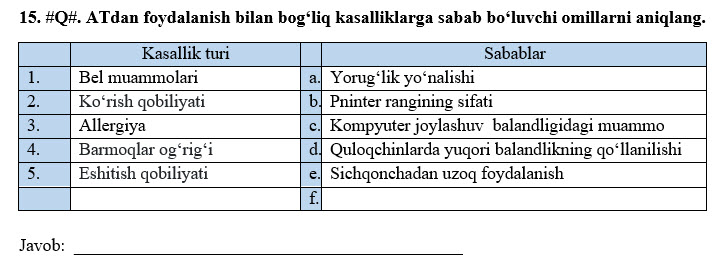 Vazifa №15, Informatika 9-sinf 1-CHSB, 2-variant